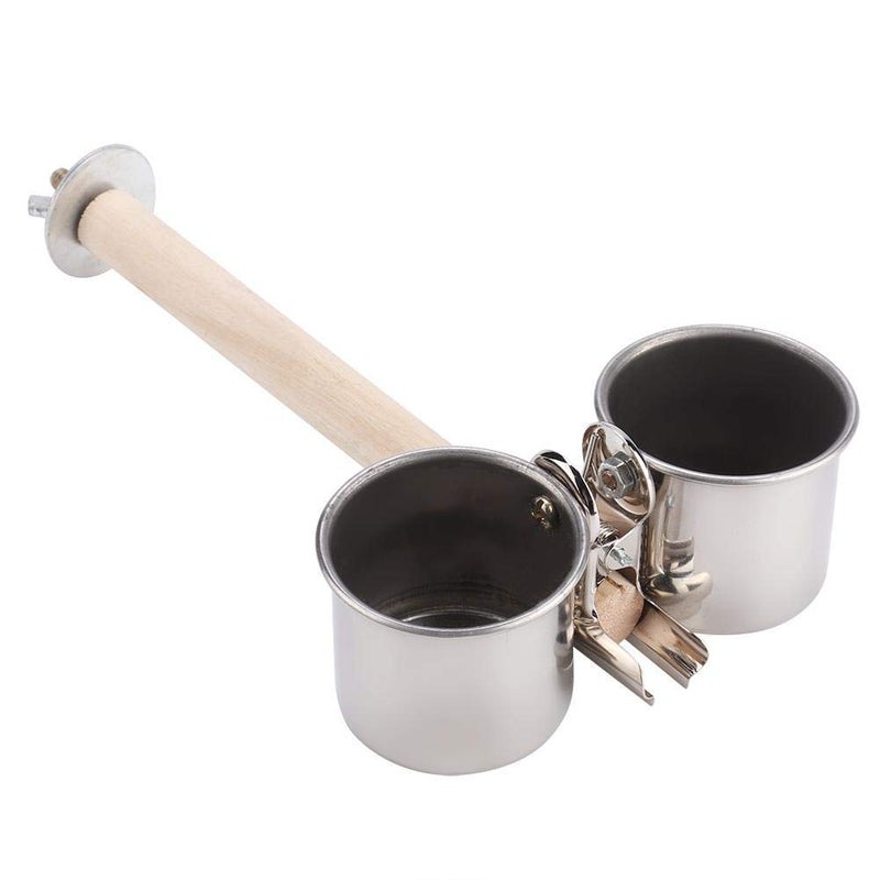 Litewoo Bird Perch with Feeder CupsBowls Stainless Steel Odorless with Holder Hanger for Outside Durable Water Food Dispenser for Parakeet Cockatiel Conure African Grey Macaw Cage Accessories (A-18CM) - Image 3